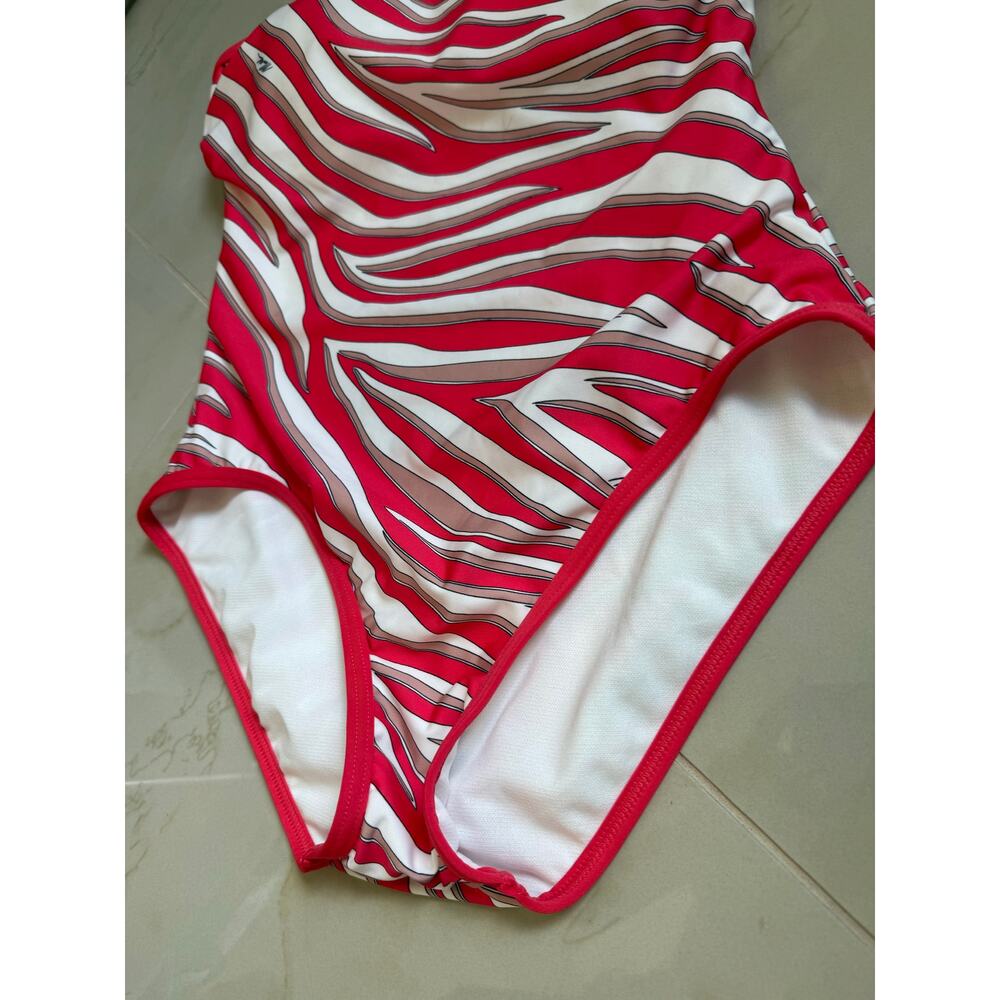 MICHAEL KORS bandeau one piece orange black white zebra print strapless swimsuit - Picture 9 of 9